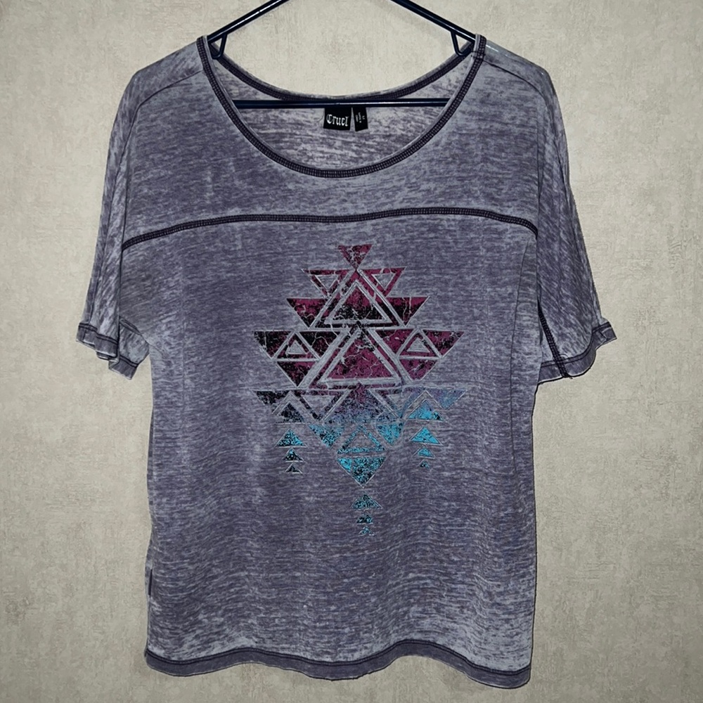 💜🩷🩵 Cruel Girl Purple Southwestern Tee Medium
